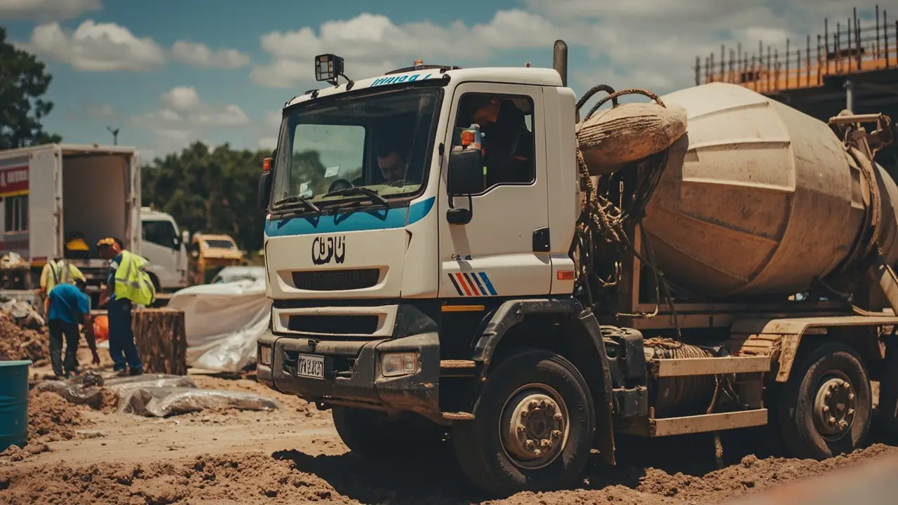 Empreiteiro brasileiro ao lado da betoneira própria adquirida via consórcio de equipamento