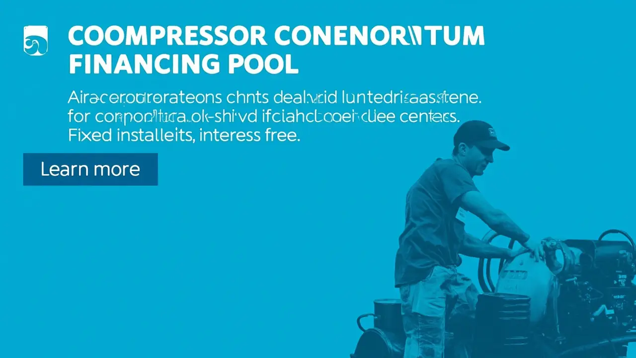 Oficina mecânica com compressor de ar industrial no chão