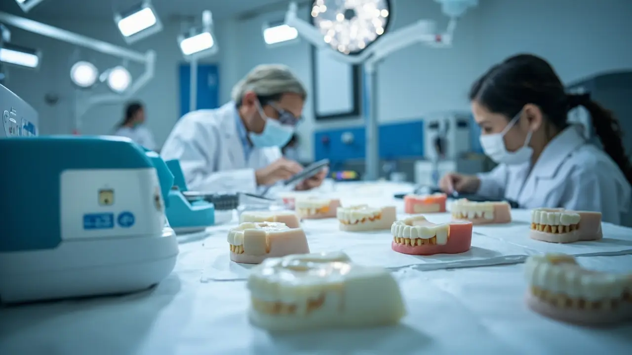 Técnico em prótese dental no laboratório próprio equipado com consórcio de equipamento