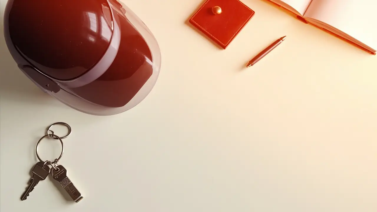 Chave de moto e capacete representando a independência do entregador com veículo próprio